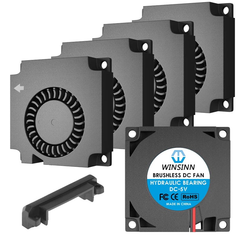 WINSINN 40mm Blower Fan 5V, 3D Printer Micro 5 Volt Fans Blower 4010 Hydraulic Bearing, with Air Guide Parts, 40mmx10mm 2PIN (Pack of 5Pcs) - Image 1